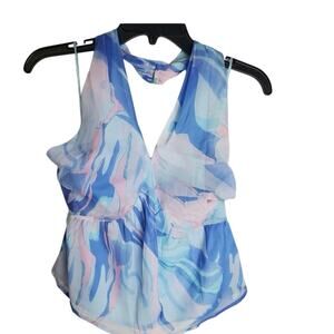 French connection geometric print pastel flowy halter top
Size 8